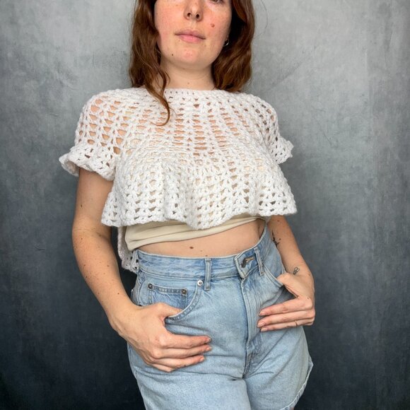 Handmade Crochet White‎ Beach Top Size Small - Picture 5 of 5